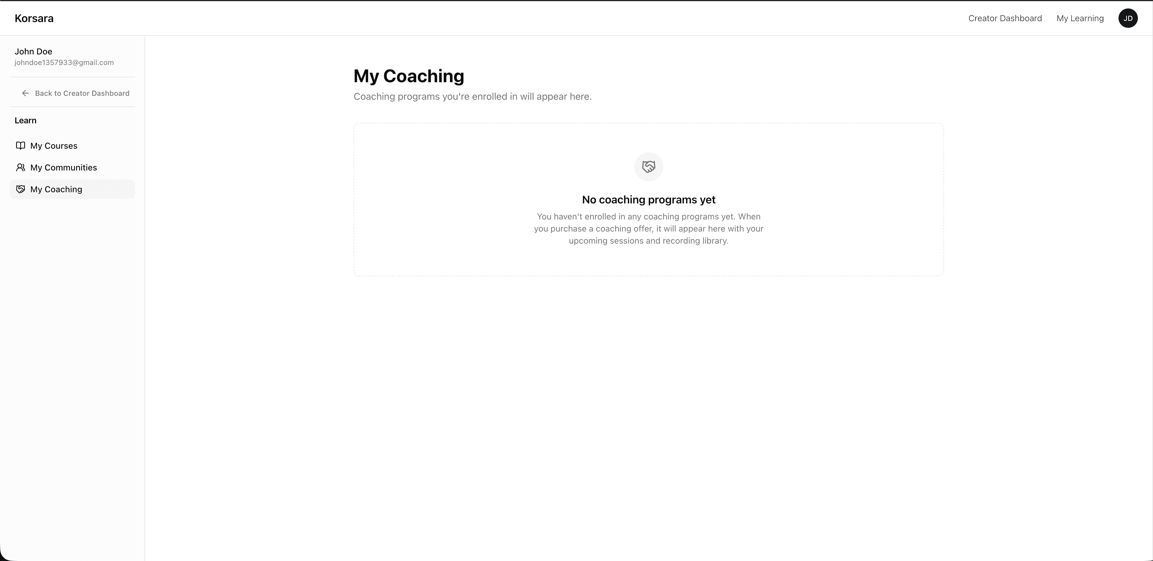 Korsara learn portal coaching preview