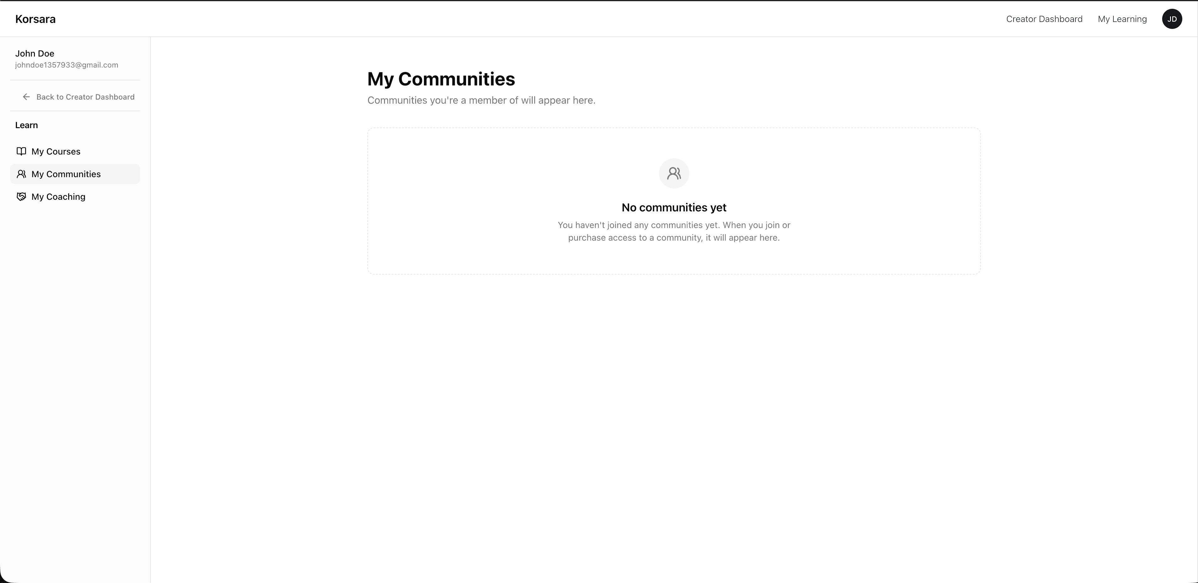 Korsara learn portal community preview